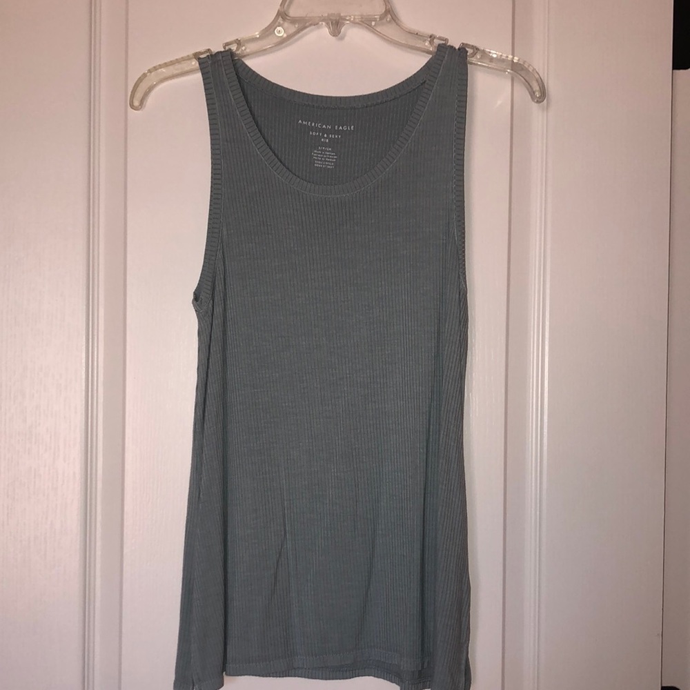 AMERICAN EAGLE soft & sexy ribbed blue tank top